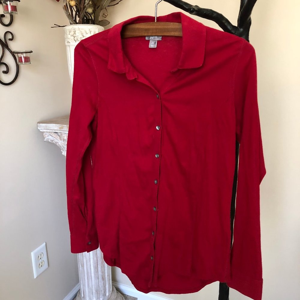 J. Jill red button shirt soft XS 100% cotton women's